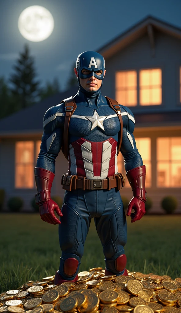 (((dark suit))), masterpiece, high quality best quality, portrait photo of Captain America wearing black combat boots and holding his shield, (dark blond hair), (crew cut), (blue eyes), (dark black boots:1), black shoes, black boots, dark clothes, combat boots, army boots, tactical boots, city background, new york, bokeh background, chrisevans person, <lora:chrisevans_6150:1>, full body, standing tall, proud, strong stance, commanding presence, Powerful, Fierce, Brave, Determined, Resilient,, (muscular chest:1), (big pecs), wide shoulders, muscular man, muscles, strong shoulders