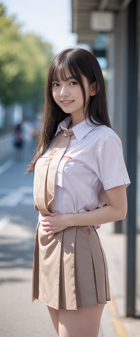Character Focus、From above(school uniform:1.3), (Plain beige clothing around the waist:1.5), (West Knot:1.3), (white collared-shirt:1.4), ((white collar, Unbutton, Short sleeve):1.2), (Red checkered pleated skirt:1.3), ((necklace, Colorful Bracelets, × Hair Accessories):1.2),
Very detailed、(8k, RAW Photos, Highest quality, masterpiece:1.2), (extremely detailed 8k wallpaper),shape、Professional Lighting,Sharp focus, Written boundary depth、
Browsing Caution、Clear Eyes、Perfect Anatomy、and、1 student、Black gal(Dark Skin:1.2)、(Oily skin,Glowing Skin,Glowing Skin,Sweat:1.2),smile、ふっくらandした太もも、Huge 、Fully exposed、Big Breasts,(gap between buttons:1.4)、Lift up your skirt、blue eyes、blonde、(Compensate:1.1)、(Black High Socks 1.6)、:1.6、Brown Loafers、Sitting、((Leg spread:1.5)),on the road、Pastel colored pantiesが見えている、((Pastel colored panties))、((Shiny panties))、((Normal location:1.4))、(((Crouching pose))),((I was made to sit with my legs apart...))、Cowgirl, squat, Spread your legs、, blazer,
