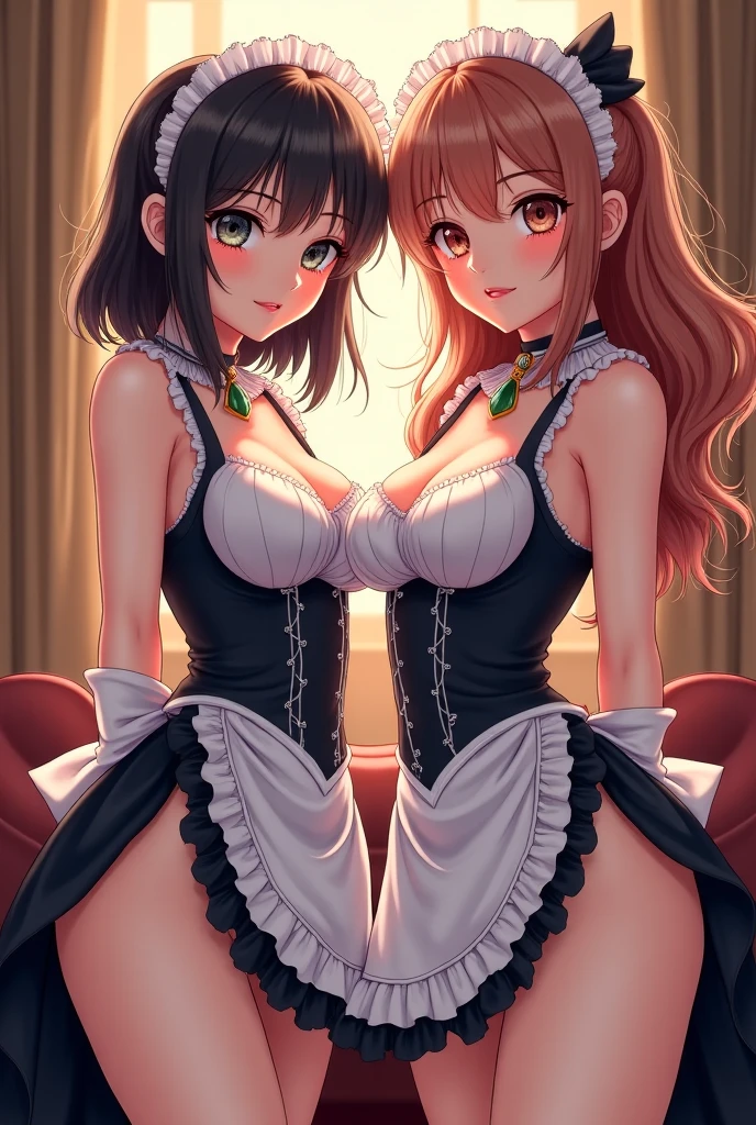 (8K ,hyper-detailing,A masterpiece of hyper-realistic photography,natural,Perfect artwork,Perfect female body),Two cute busty girls),Neat and clean kitchen,Virtual Showcase,Red similar hairstyle,Cute and beautiful girl,Vacuum apron,loose apron,aprons,Put on an apron,embedding,cool apron,larger lines,slovenly,stretch the meat,marmalade,The kinky exposed ,titmouse,fully body photo