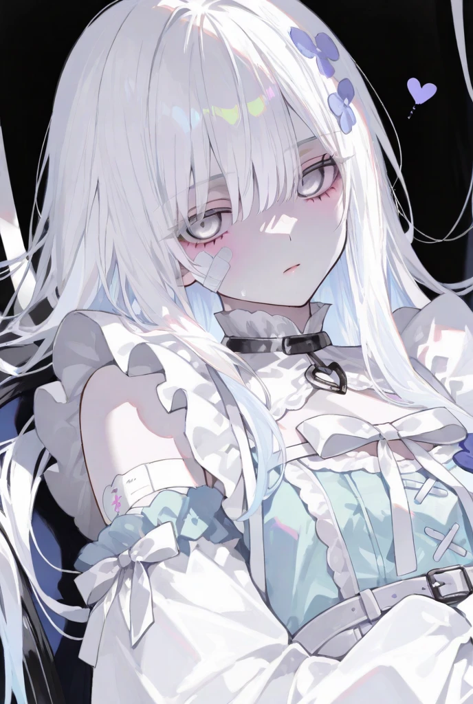 beautiful illustration, best quality, cute petit girl, (transform sequence), transform magical girl, chibi, white magical girl, magical element, fractal art, albino, babyface, long pure white and purple mesh hair, beautiful detailed blue  eyes, cinematic lighting, cowboy shot, looking at viewer, from bottom, happy
