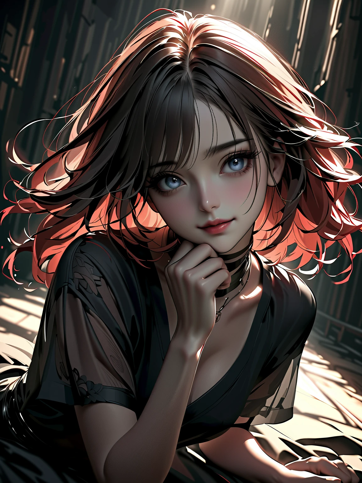 A beautiful girl, full body, horror, broken, twisted, sky, fog, smoke, dust, dark forest, shadow creature, Junji Ito, masterpiece, super high resolution, high quality, movie lighting, --auto
