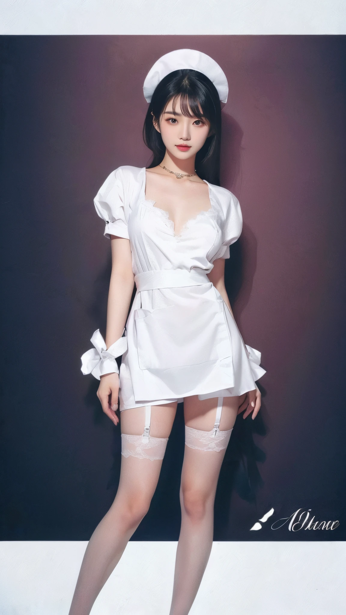 Masterpiece Nurse's outfit Show off even slender legs Masterpiece 8K HD wallpaper Royal sister Delicate makeup Delicate face Stockings High heels