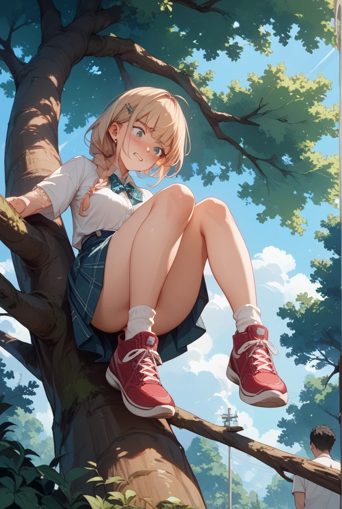 A high school girl with a huge futanari erection and no panties urinates on the stairs、Smiling and ejaculating in ecstasy while defecating in large quantities