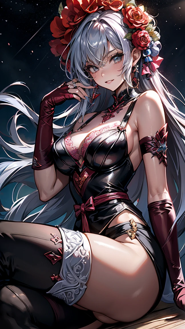master piece, bokeh, best quality, photorealistic, ultra high resolution, 1 mature female, ultra detailed, (closeup portrait:1.2), ultra hd, antialiasing,
(black fur red cloak:1.2), (long red dress), (black dragon bone full body armor), intricate silver embroidery,
beautiful red eyes, (ultra detailed sexy armpit:1.4), glossy skin, super huge ample breasts,
ruined temple, strong back lighting, volumetric lighting, soft lighting, overhead lighting, dreamy
