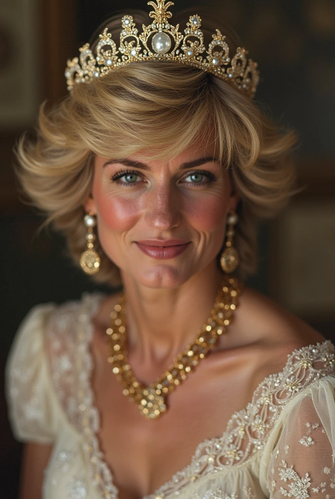 Emily Blunt dressed in traditional Russian clothing and a sexy smile.