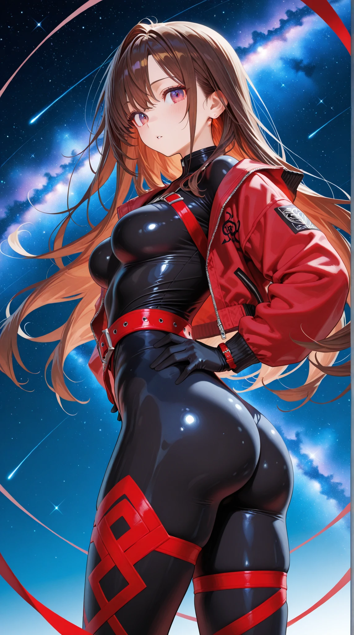 Masterpiece, Best Quality, Highly detailed, illustration, absurdres, street fighter, doll suit, shadaloo doll, dollsuit, girls, multiple girls, expressionless, blank eyes, looking at viewer, red gloves, emotionless, black latex, corrution, mind control, female combatant, full body, hypnotized, unhappy trance, full body suit, ribbed bodysuit, both arms at side, stand up straight, obey, perfect female body, extremely glossy latex, hypnosis, hypnoLora, empty eyes, Mind control device, oses, submissive_pose, Slave, hat, necktie, stand up straight, standing, standing at attention, Slave, hat, necktie, belt, extending the right arm from the shoulder into the air with a straightened hand, nazi saluting, military, military saluting, salute, red Gauntlet, bad end precure outfit, frill skirt, tight mini skirt, bodysuit, black bodysuit, from below, looking down, senran kagura, renk, long hair, brown hair, grey eyes, latex