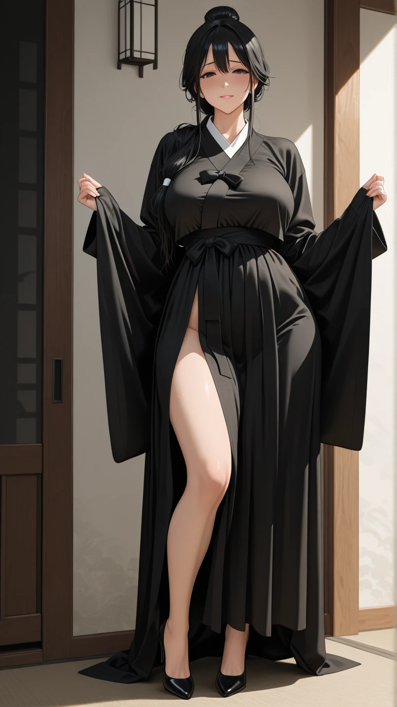 Wearing dreamy Hanfu。Tight，High heel。Breast protrusion。Breasts are larger than the torso。Perfect body，Supermodel。 Leg ring。good facial features。high quality faces。sexy idol girl group。The Ultimate Body。Smooth and delicate skin。Exquisite facial features。prostitute。A true physics engine。woman with smooth skin。energetic woman。Crazy horse show。Sexy hot woman。Immortal Cultivator。hat，Knife crown，Hairpin。Cloak。Model shooting poses。Wearing a see-through top that shows your breasts。
