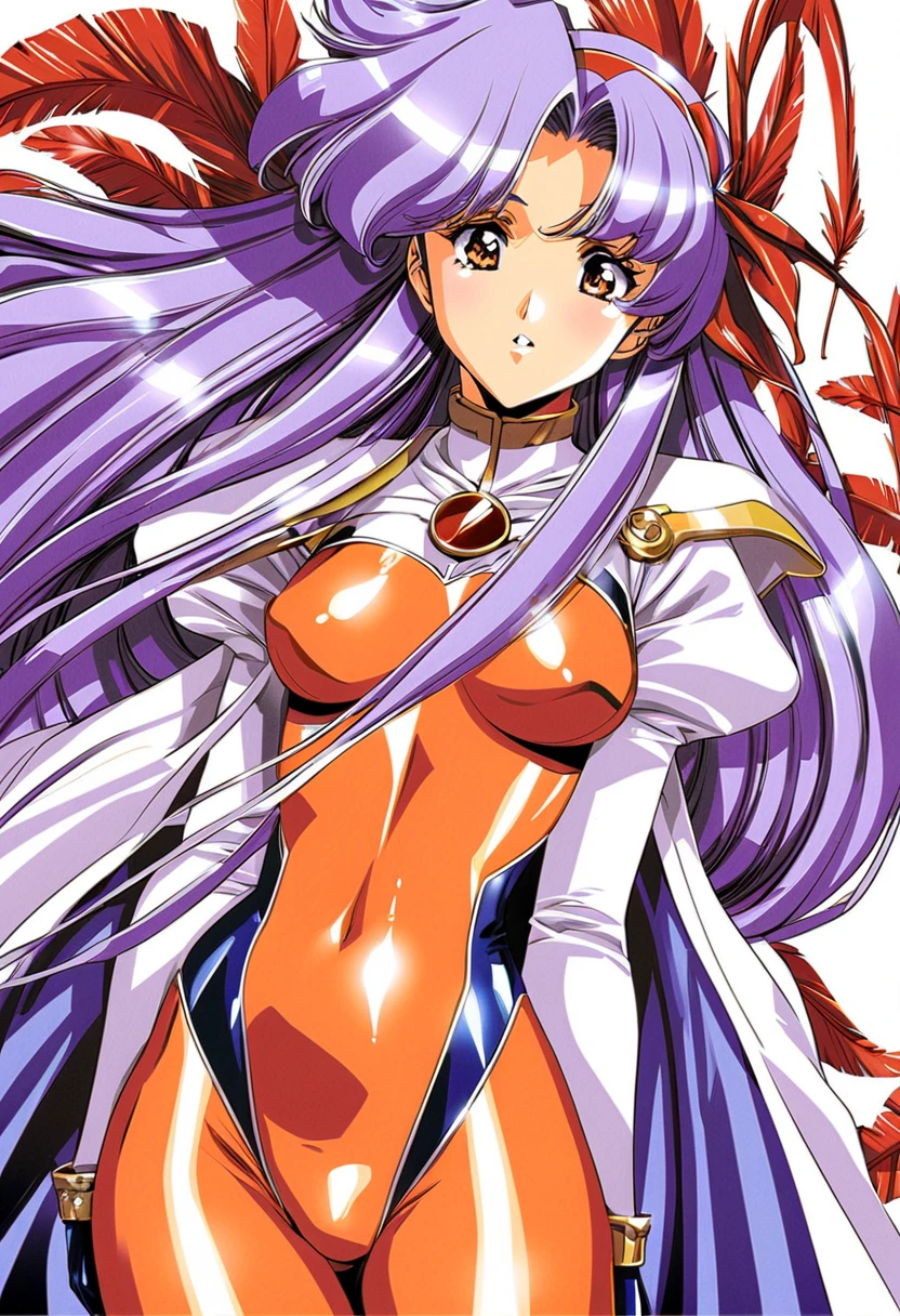 Armpit Show,masterpiece, highest quality, High resolution, anime, Lux 1, 1 Girl, alone, Lux 1, 1 Girl, alone, Pink Hair, Straight hair, hair ornaments, removable white sleeves, blue eyes, White Dress, Purple Skirt, Long skirt, Very long hair, Bare shoulders, big breasts, (Skirt Lift:1.3), (Thong:1.1), Chest Flash,Lux is forever a heroine,