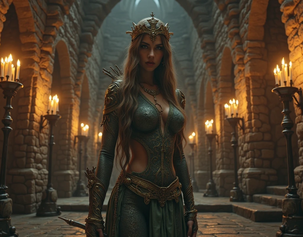score_9, score_8_up, score_7_up, score_6_up, score_5_up, Margaery Tyrell from Game of Thrones, brown hair, sexy, extremely detailed artgerm, in medieval guard uniform posing, midriff, cleavage, (masterpiece, best quality:1.2), Next to a garden, flowers, beautiful, medieval, (insanely detailed, beautiful detailed, masterpiece, best quality), (insanely detailed, masterpiece, best quality) natalie dormer
