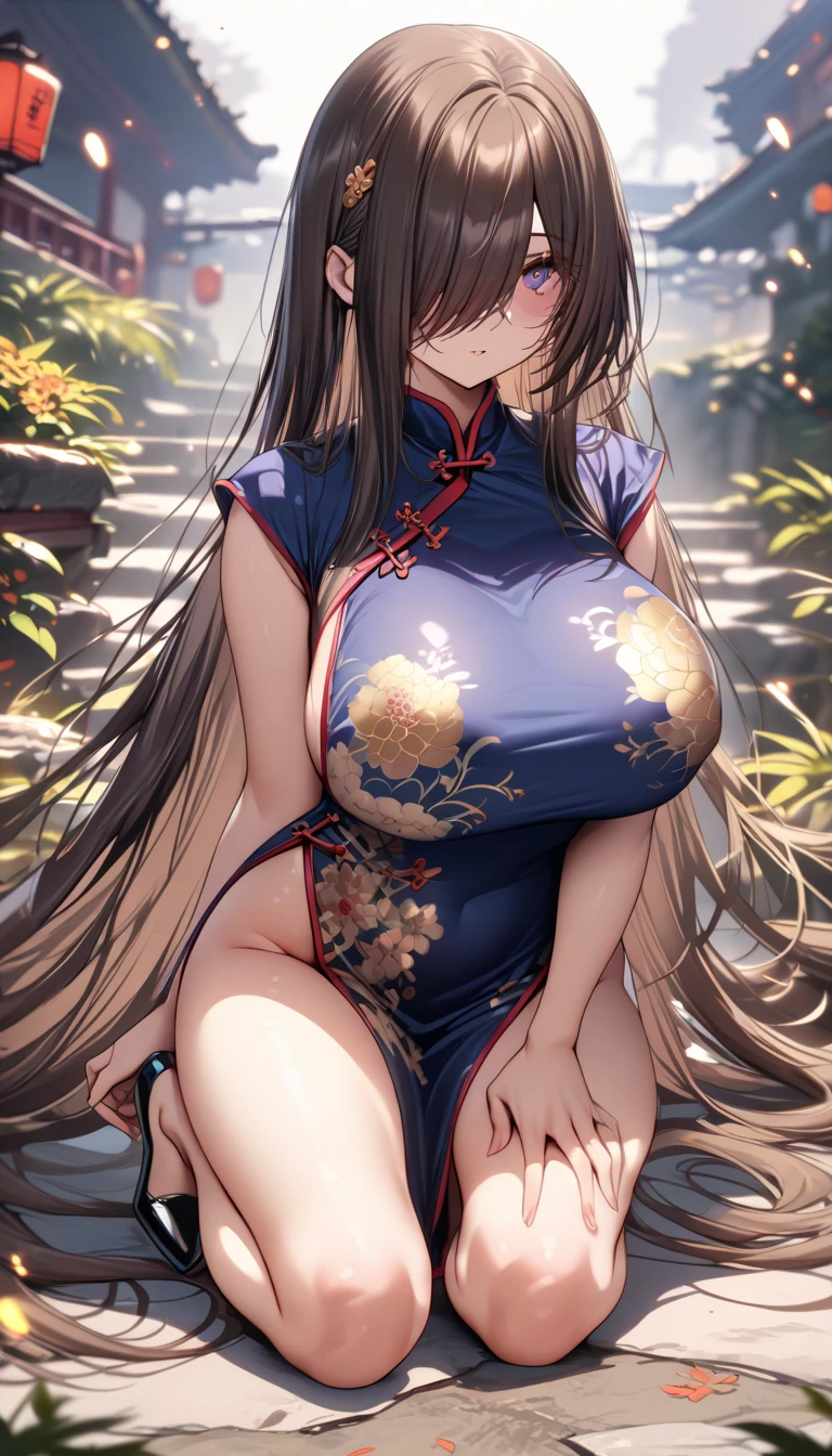 (masterpiece、top-quality、top-quality、Official art、Beautifully Aesthetic:1.2)、(One girl:1.3)、A highly detailed、。.3D、(Fractal Art:1.1)、(colourfull:1.1)(florals:1.3)、The most detailed、(Zentangle:1.2)、(Dynamic Poses)、(Abstract background:1.3)、(qipao dress:1.hinny skin)、(Many colors:1.4)、、(耳Nipple Ring:1.4)、(((NSFW:))
