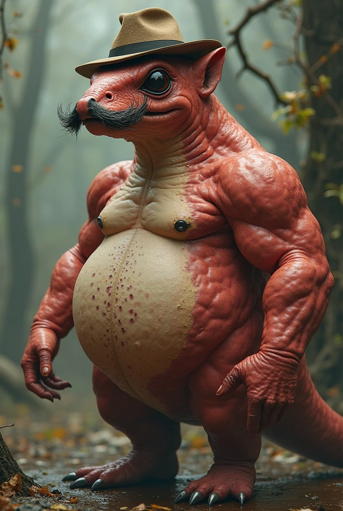 (high quality,4k,8k,highres,masterpiece:1.2),ultra-detailed,(realistic,photorealistic,photo-realistic:1.37),pixiv masterpiece,(intricate details),(Argonian:1.2), (male:2.50), (fat:1.90), (bright red:1.50), beefy, fat muscular arms, moobs, nippleless moobs, fat, nsfw, chubby wet male bright red Argonian with highly detailed pikey scales, feral, stunningly sharp-focus, enormous belly, charming chubby body, curvy, wide hips, thicc thighs, enchanting black, impressive scales, powerful presence, mesmerizing beauty, sexy posture, well-defined claws, sinister-hearted, radiant aura, captivating artwork, artistically rendered, masterful strokes, attention to detail, tasteful composition, alluring charm, careful shading, great attention to anatomy, meticulous rendering, impeccable craftsmanship, vivid colors, perfect balance between realism and fantasy, wet, sweaty, big fluffy tail, thick tail, squish focus, Landscape shot