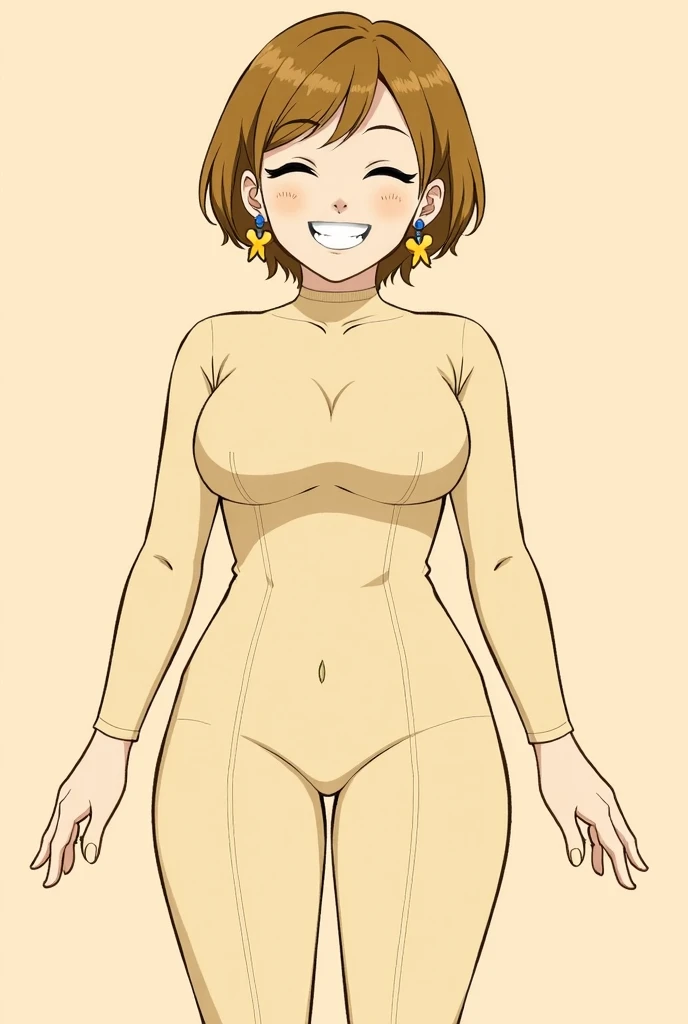 Anime Girls, (masterpiece, highest quality, 8K ultra-high resolution:1.4),
contrapposts, full body, 1girl, alone, ((Front view)),
white background,
medium hair, brown hair, Completed naked, pussy line, medium breasts