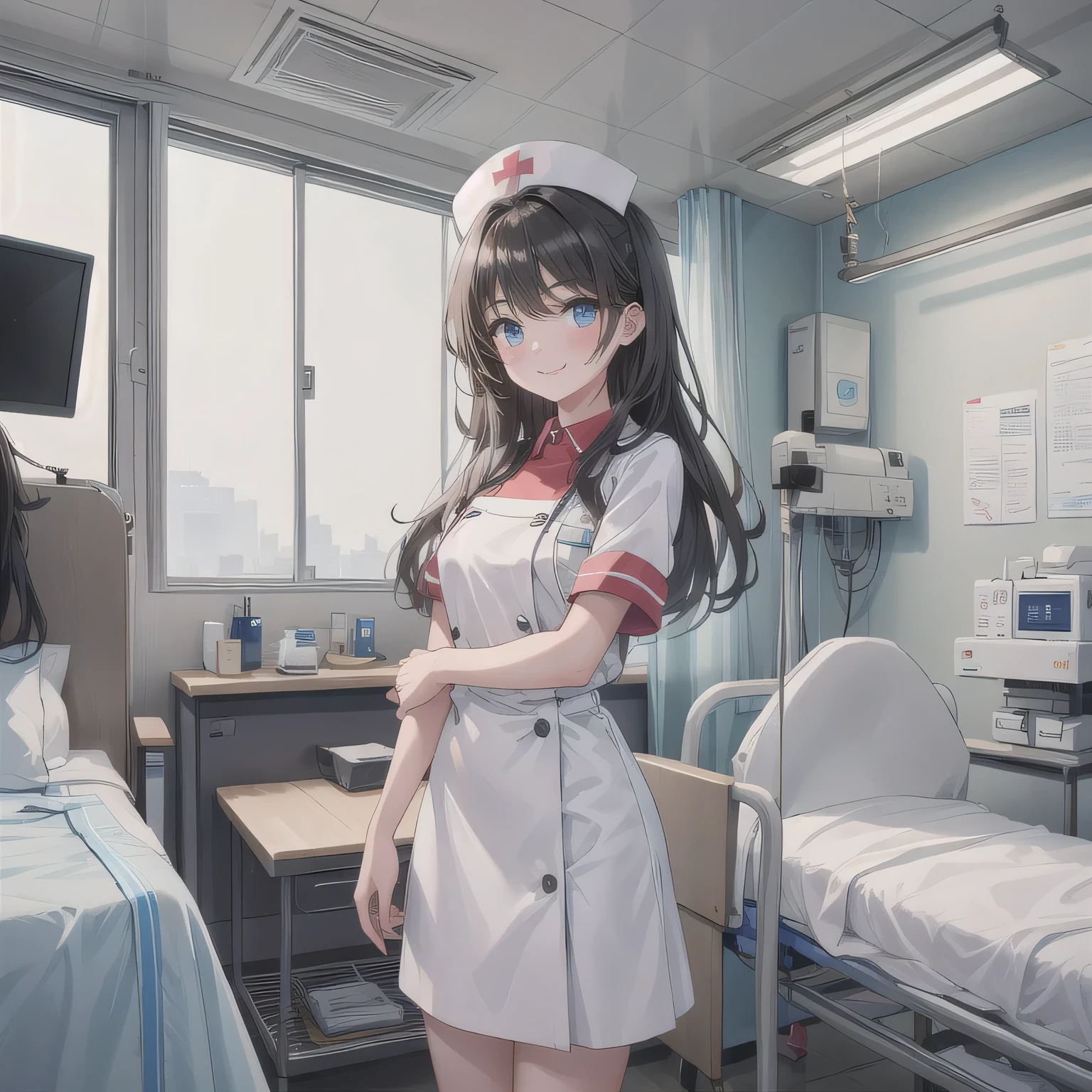solo, nurse, white nurse cap, white nurse uniform,