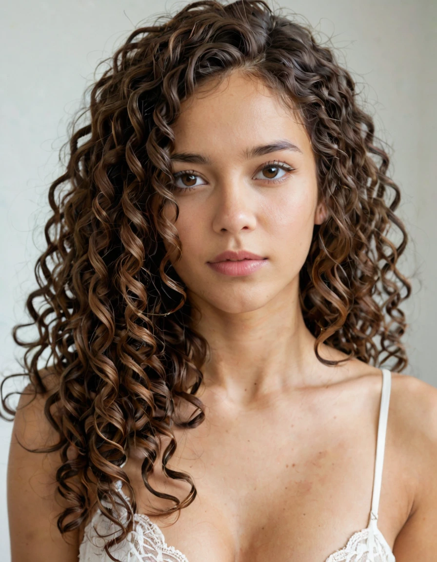 ((2/3 body view)), ((Wearing Boho Dress)), ((Professional Photo Shoot)), ((in a photographer's studio)), ((Tight curly hair)), model shoot style, extremely intricate, High Detail, Sharp focus, dramatic, soft cinematic light, (looking at viewer), (Real Eyes), (Detailed Eye Corneas) (detailed pupils), (smiling), 24mm, photo lab, elegant, insane details, hyperdetailed, low contrast, epiCRealism, (((SFW))) <lora:Madison_Pettis:0.85>