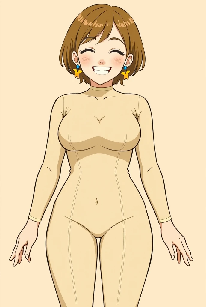 (masterpiece, highest quality:1.3), ultra-detailed,
contrapposts, full body, 1 girl, alone, simple background,
((Front view)),medium hair, brown hair, Completely naked, pussy line,