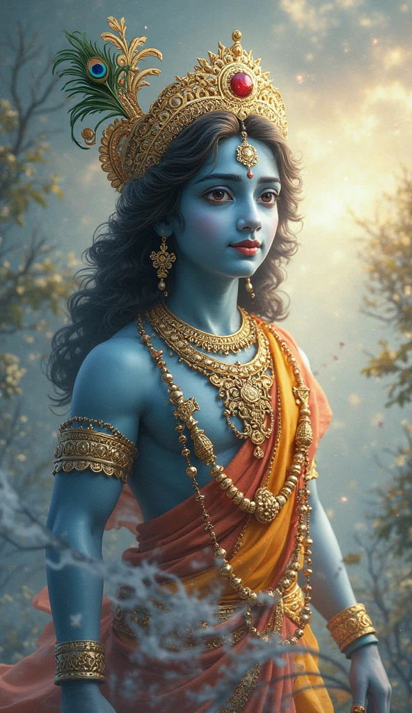 Krishn ji wearing sari