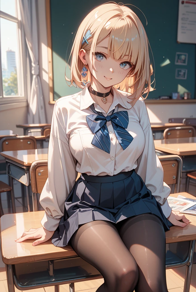 2 girls, smile, shirt, skirt, (small),((classroom:1.5))、、(blush:1.3)、((青いチェック柄のskirt:1.5))、Cowboy Shot、(skirt lift:1.3),(非常に詳細なpanties:1.3)、(非常に詳細なpanties:1.3)、、(skirt that rolls up:1.3)、(まる見えのpanties:1.5)、,((Pure white cardigan)),(((Luxury underwear)))、((Black embroidered underwear))),(((panties、Embroidery pattern))),(((bra、Embroidery pattern)))