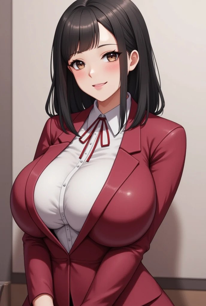 Big breasts teacher,The head teacher,Professional Dress,is shy,Top-down view,cleavage,little breast,Front view,brunette color hair,long whitr hair,The eye,Red lips,lipsticks,Classroom,ssmile,Be red in the face,Green coat,Close-up,HighestQuali,Art student,4K