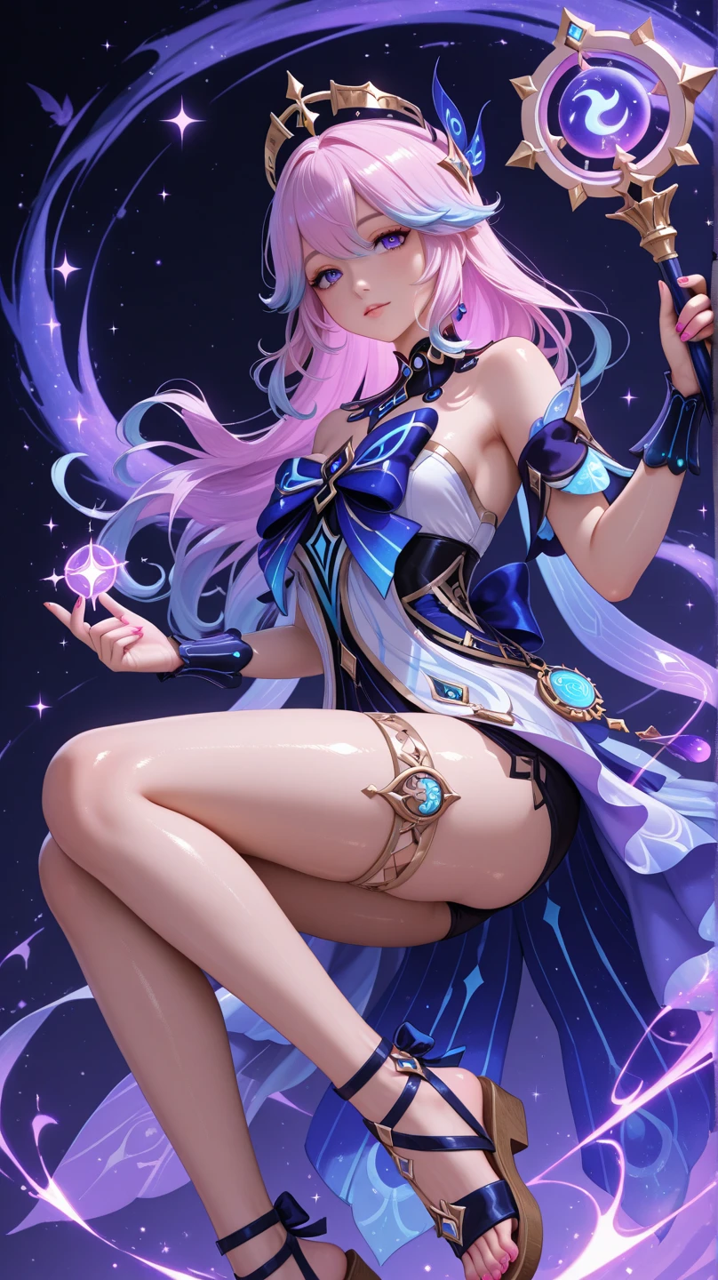 （（Bestquality））， （（A Masterpiece））， （（realisti））， portraits，1girle，full body portrait， celestial bodies， The god， a goddess， Light particles， Halo， looks at the viewer， Firm eyes， Bare Shoulders， Chest tube parietal， Poker face，（bioluminescense：0.9 girls 5）Ocean， bioluminescense， full of energy， colorful，，，，， colour， （bioluminescence， bioluminescence），（Beautiful composition）， Cinematic Lights， Wheels within wheels， （symmetric：0.5 girls）， Whimsical，