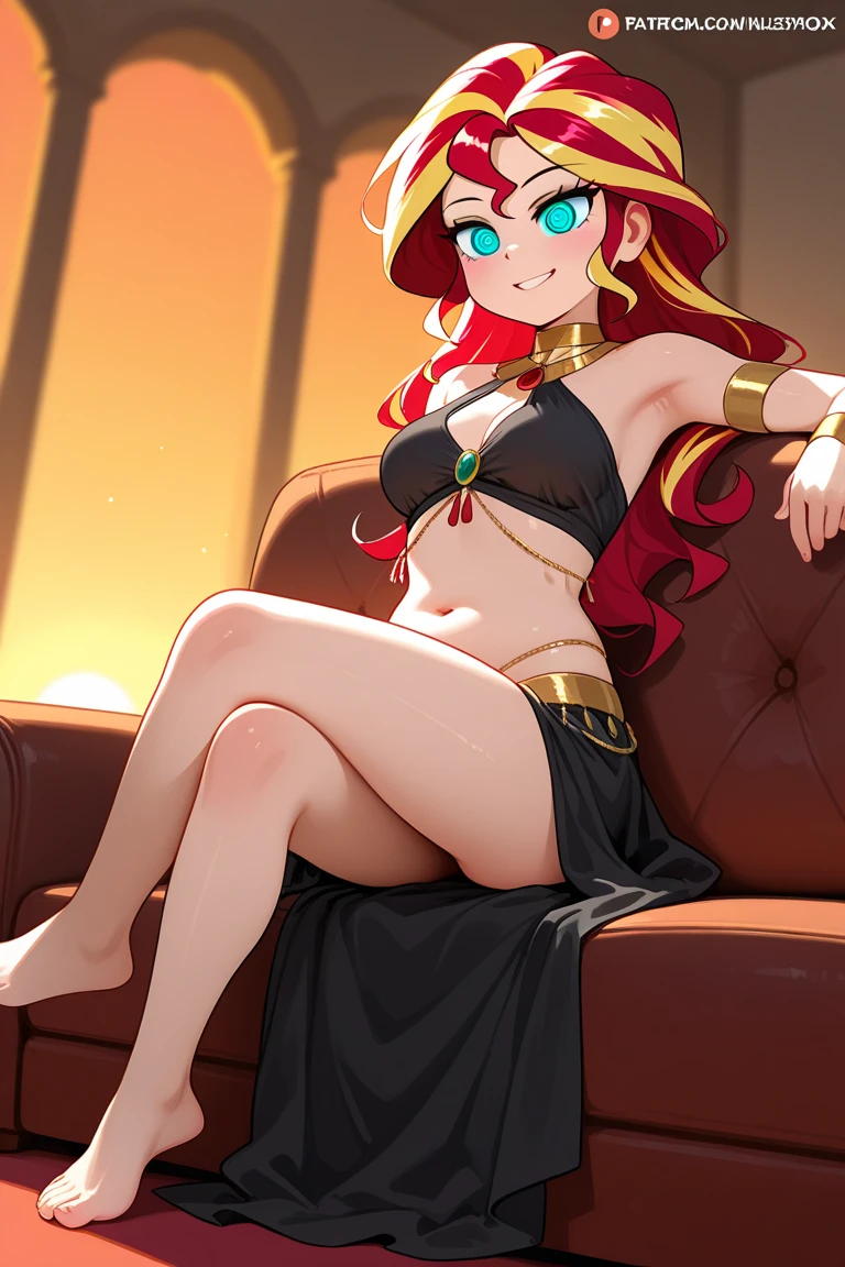 (Masterpiece:1.2, Best quality), (anime style), photoreallistic, (Hyperrealistic:1.2), beau, Une femme de 23 ans, seulement, demon, cheveux roux ardent, Cornes, peau rouge, en feu, succube, athletic body, (anatomie parfaite), belles cuisses, textured skin, sitting on the throne, warm lighting, en enfer