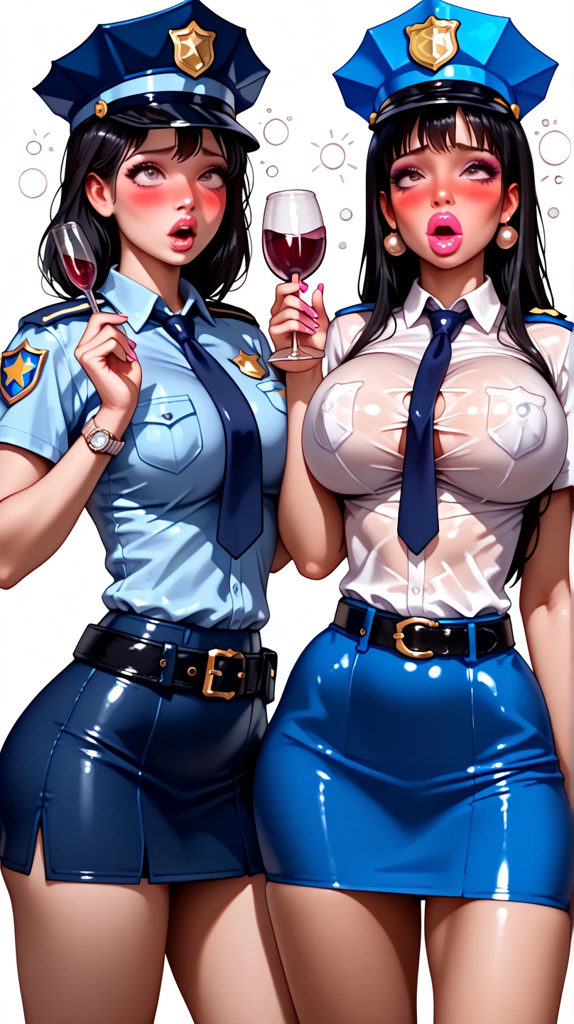 multiple thick body females wearing open nun robe showing bare breast and nipples hanging out with, show lace pattern panties, bent over, vaginal, small town guild bar top