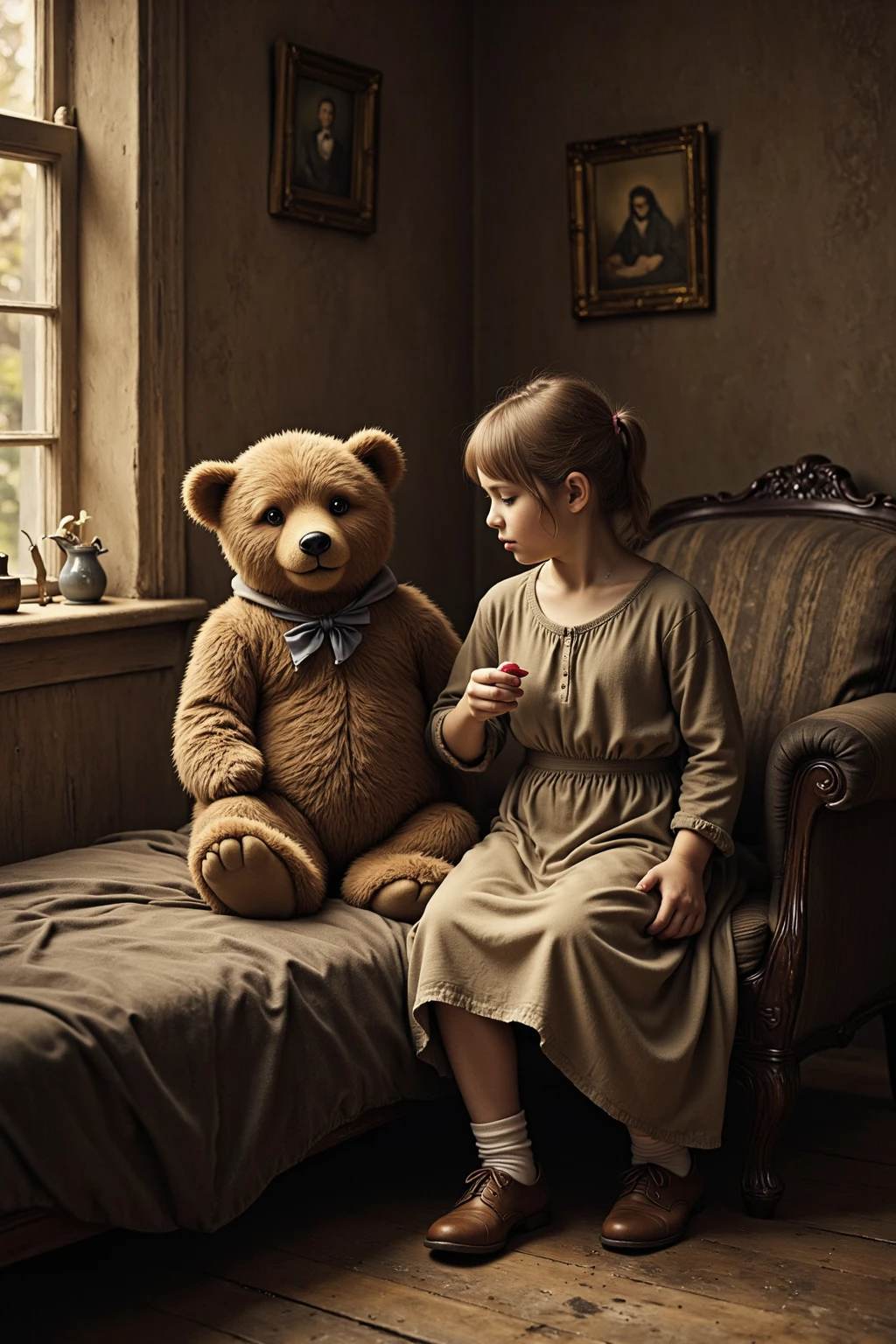 In a cozy little town, there lived a young girl named Emma who loved her teddy bear more than anything in the world.
