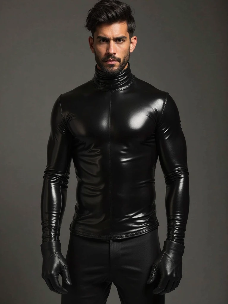 Men Latin Handsome Glamor Modern Fashion Glitter Stones Rhinestones Athletic Black Leather Metallic Sexy Clothes