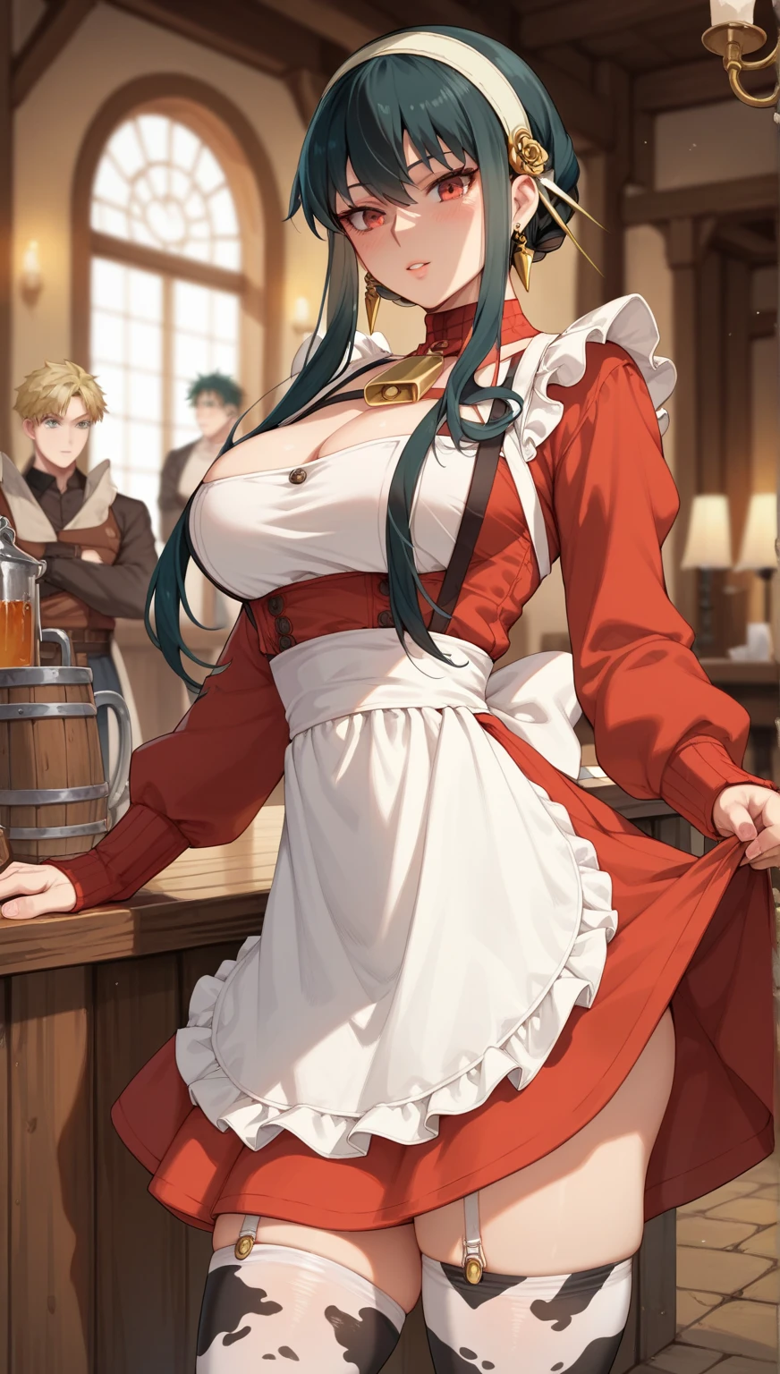 ((Masterpiece, best quality,edgQuality))
edgBE, a woman in a red and gold apron,wearing (edgBE edgApron),elf
<lora:edgBloodElfApron:1>