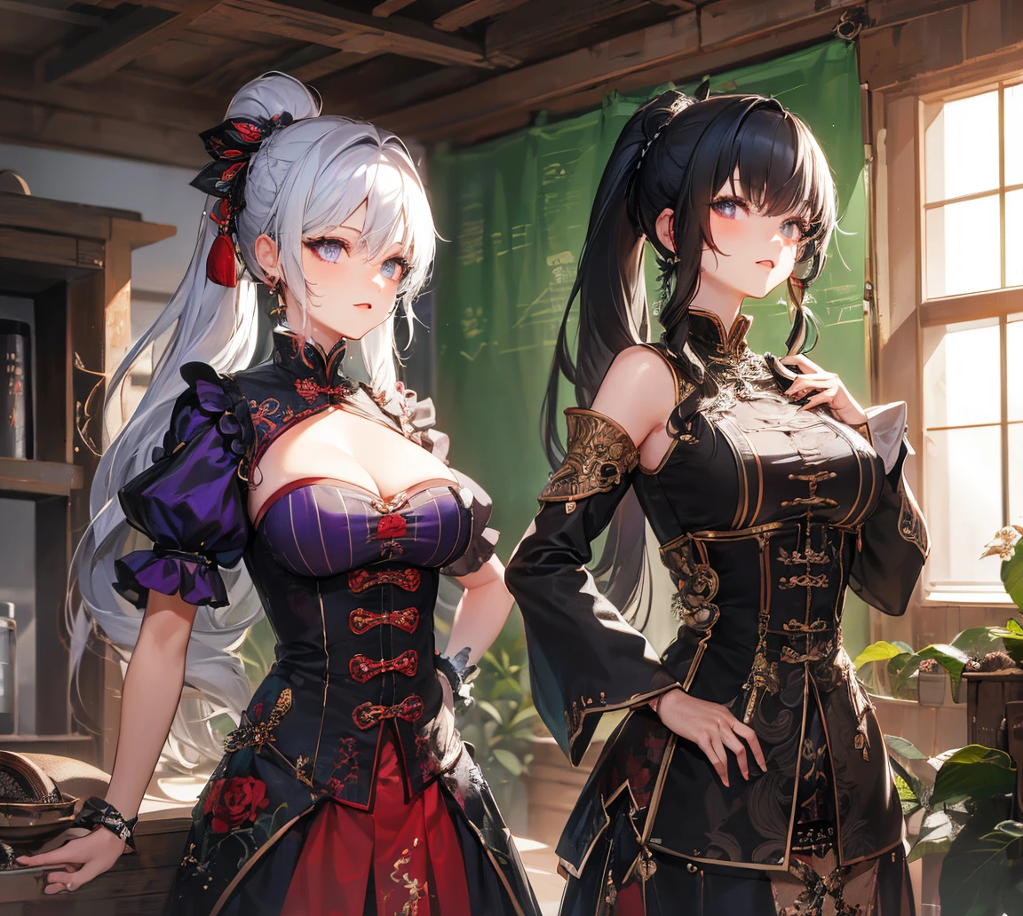 A very beautiful female slave for sale, she has innocent eyes and she looks like Emilia from re zero, but with black hair