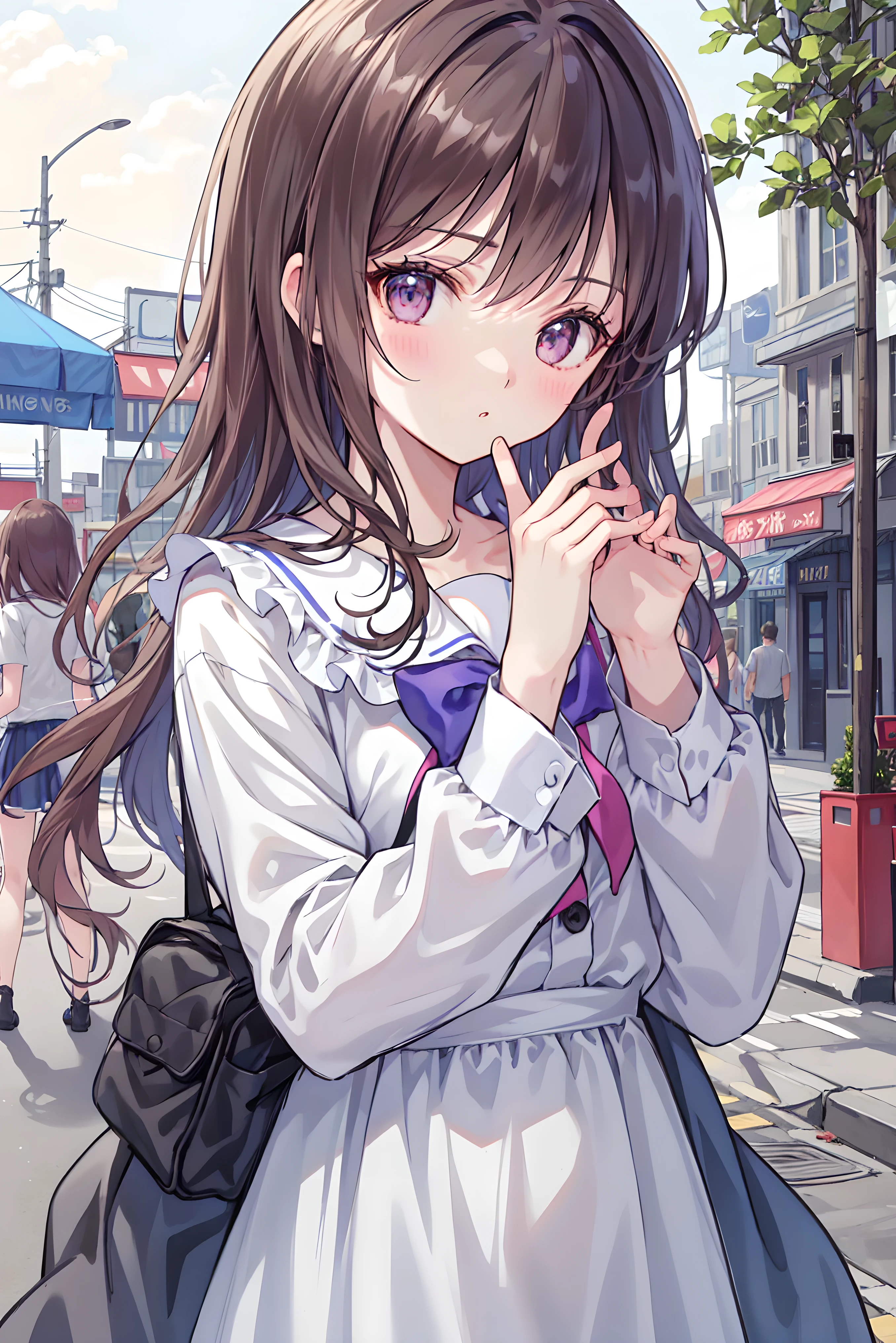 （masterpiece) attention to detail, masterpiece），（high image quality）One couple in their 20s, female1名、Kiss、Romance、Sparkling atmosphere、Glossy appearance、Night City，female（brown medium long hair ）close ~ eye、Sweet Sigh、male（Black Disheveled Hair、Y shirt, shirt）tightly close your eye、background、The night deepens、 dark, femaleはショックを受けた, maleが壁に向かって彼女にKissをする, maleが腰を抱く, And his eye were tightly closed,  romantic environment ,((best quality)), (very well detailed), (high image qualityCG合成8K壁紙), 高いly detailed, high-definition raw-colored pictures, Professional Photography, (((Bokeh))), writing boundary depth,Bust