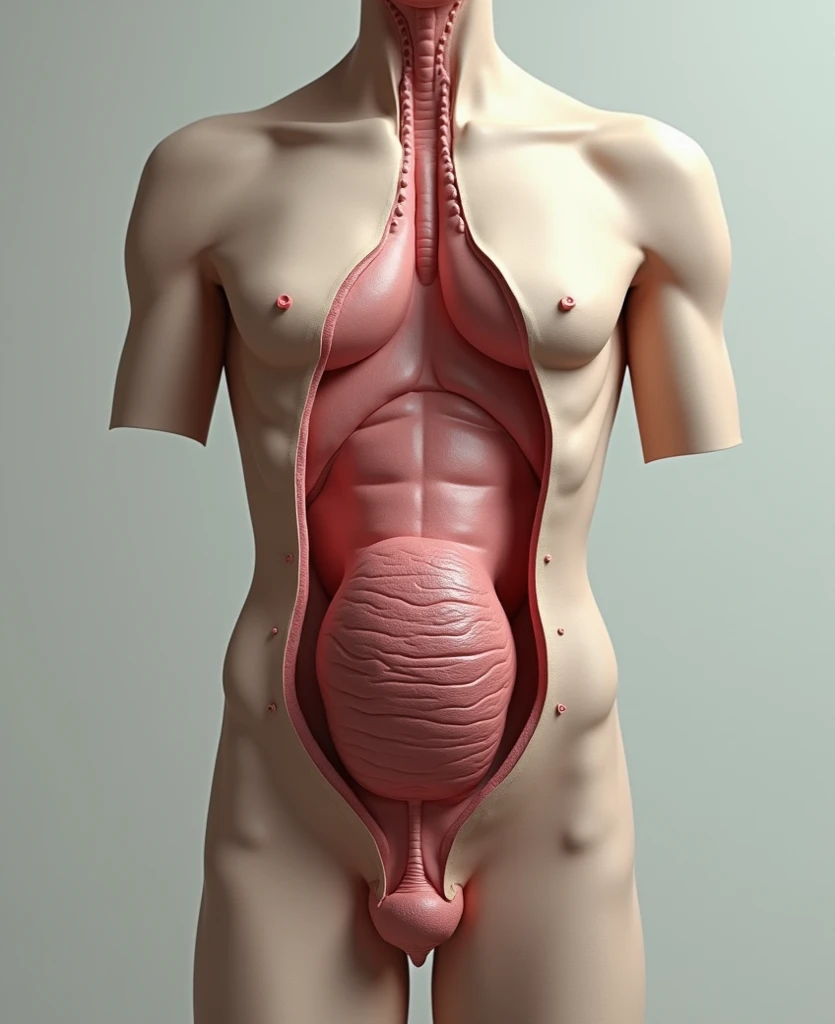 (Photorealism:1.2), draw a sagittal section of the male pelvis when a doctor in a glove performs correction of a displaced coccyx
