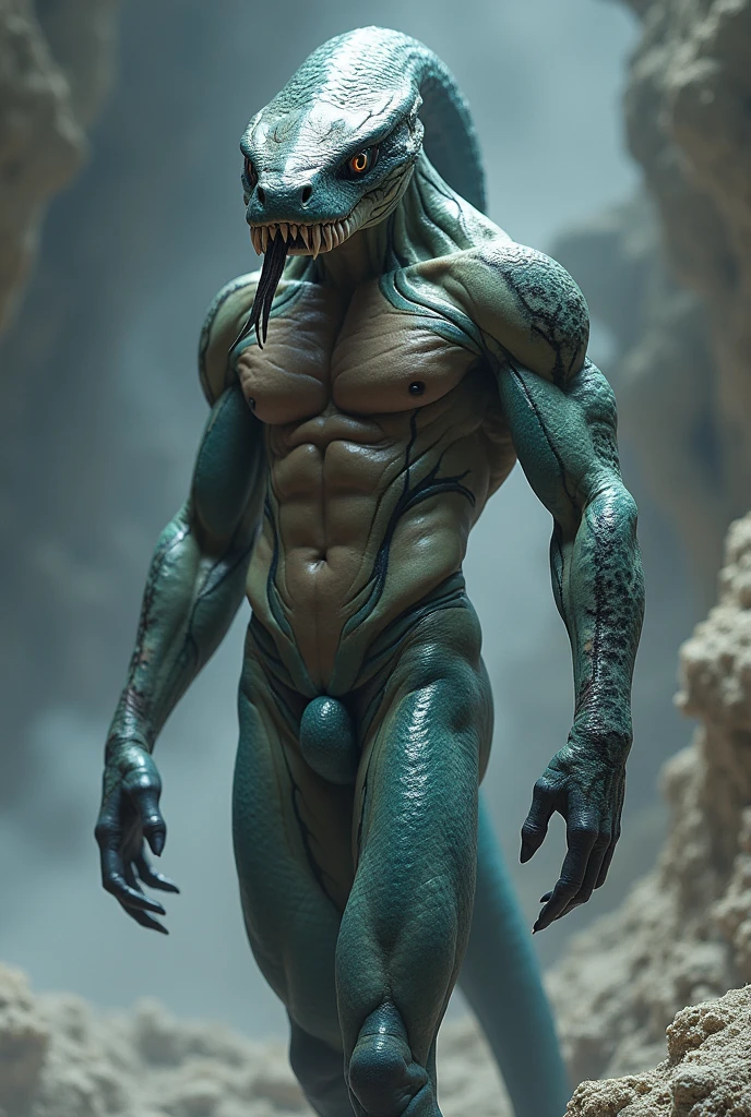 Dinosaur in human body closed mouth