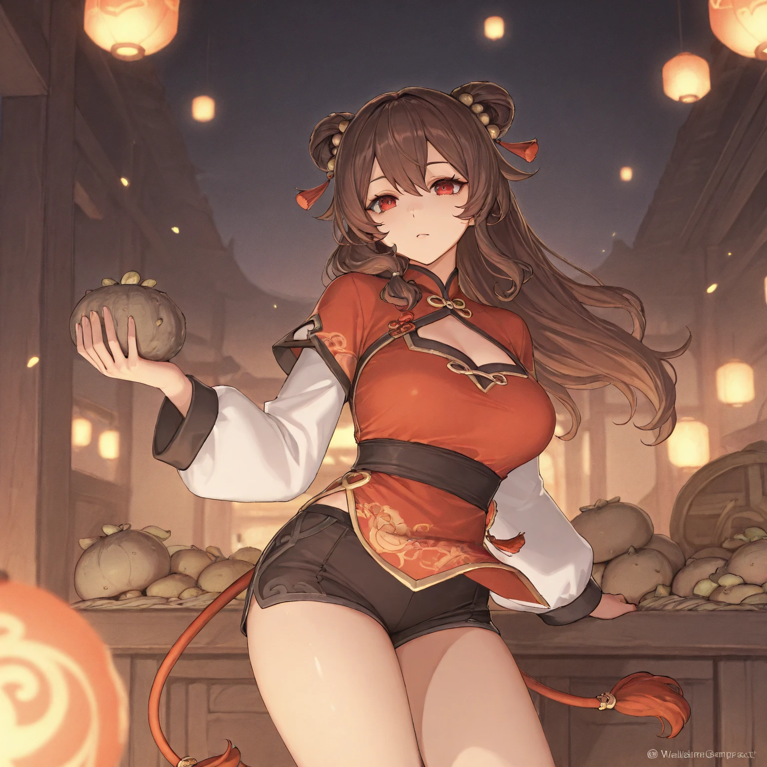 (Brown hair:1.5),(Braided shorthair:1.55),(Brown eyes:1.5),(With bangs),Slight red tide,(Usamimi:1.7),(Cheongsam dress with wide open chest 1.5),(lace arm warmers:1.5),(black and white and red 1.5),(Rabbit tail:1.25),(active movement:1.2),(Atmosphere of the Chinese dynasty era:1.25),I'm looking at you with a gentle smile,(The inside of your eyes are shining like stars:1.5),(A luxurious fan in hand:1.35),(fan size:2.0),(Luxury decoration on a fan:1.5),(Eye size:1.65),(nsfw:1.2),(Bewitching atmosphere:1.5),A sexy,(Buttocks close-up:1.6),(Panty Line:1.5),(Sweaty skin:1.35),