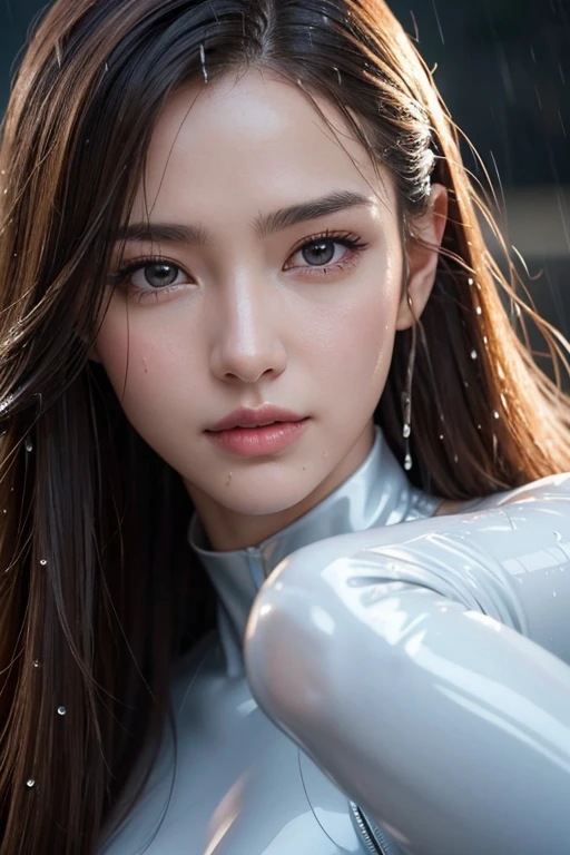 (RAW Photos:1.2)、Highest quality、Beautiful detailed girl、タイトLatex suit、Latex suit, Laughter、Highly detailed eyes and face、Beautiful and fine details、Large file size、High resolution、High resolution、8k wallpaper details、Highly detailed Ticker uniform 8K wallpaper、Light on the face、Cinema Lighting、18-year-old girl、Sexy pose、(Photorealism:1.4)、Awareness-raising、Surrealism、 From below、Super Detail、masterpiece