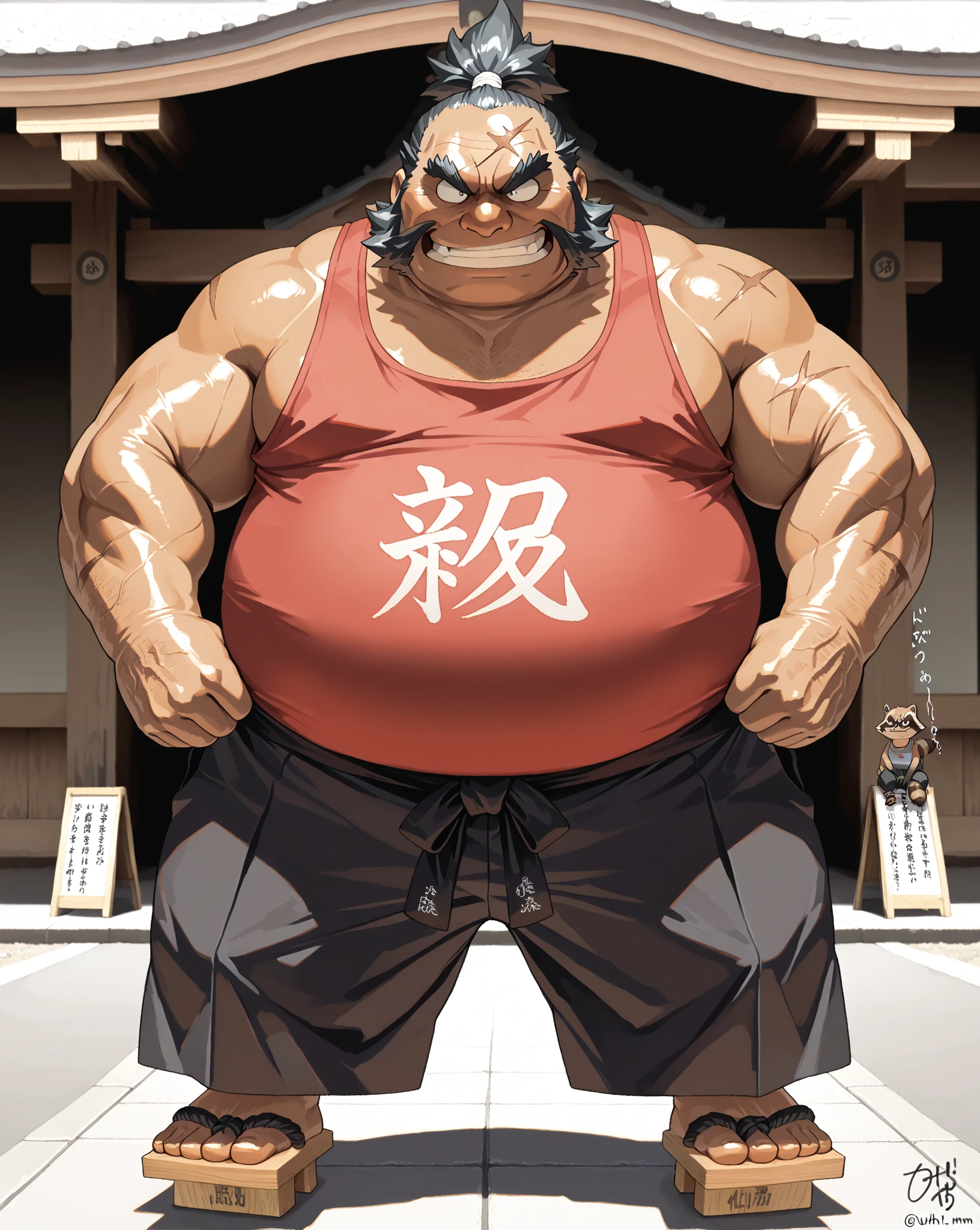 Half-naked in very, very short shorts on the street, half-naked, very crouching, smiling, doing the peace sign. Full body diagram. 1 boy.plump nippl