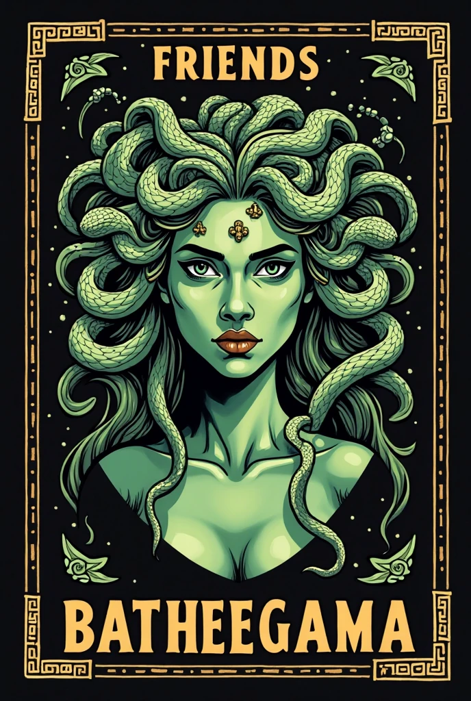 sfw, clothed, wearing dress, ((Medusa, gorgoneion, (face, ornate black metal corpse paint, resembles Grace Jones), morphology anatomy drawn Frederic Delavier musculature anatomical illustration, snake skin dress, (body, Naga, snakefolk, lower body snake tail, snake woman hybrid, bald, hairless, skeleton, snake skin tattoos, piercing eyes, snake pupils, living snakes on head, snake-hair, serpent-hair over the shoulder) )), ((splash page comic cover art, ink style figure, (expressive Joelle Jones and "Sean Gordon Murphy" comic drawing), abyss void black, no visibility darkness, wordless, (background, pine barrens, entropy, rewilding, magic hour sunset, galaxy stars, cosmos), cinematic poster, full length portrait, candid, (Gerardo Zaffino charcoal), (colors, bleak muted deep fiery radiant glowing ROYGBIV, forest green, earth brown) (horror, abstract, surreal, body, cosmic), subliminal orchids, nyctophobia, silhouette, double exposure, image within image, craftsmanship nuance, unfinished expressive rough-sketch ))
