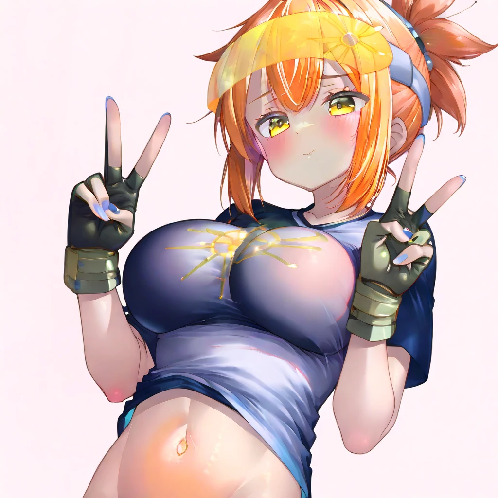1girl, between breasts, crop top, cleavage, pikachu, shorts,, masterpiece, best quality, highly detailed