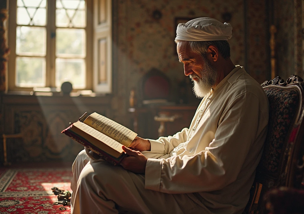 Khana Kaba in sit the old man with quran