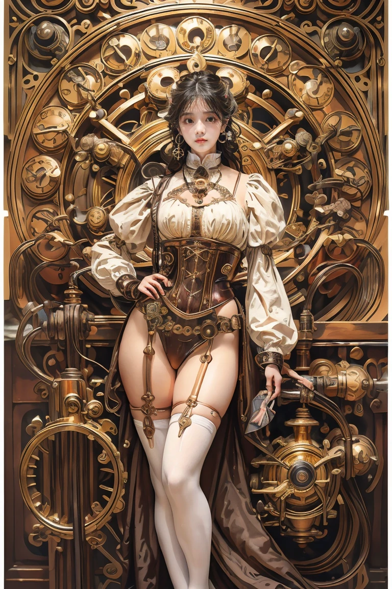 (Masterpiece, top quality, best quality, official art, Beauty and Aesthetics: 1.2), (1 Girl: 1.3), Very Detailed, Colorful, Most Detailed ((Super Detailed)), (Highly Detailed CG Illustration), (Very Delicate and Beautiful), (From the Front), Cinema Light, ((1 Mechanical Girl)), Single, Complete, (Machine-Made Joints: 1.2), ((Mechanical Limbs)), (Many Mechanical Tentacles), (Tied), (True), (Blood Vessels Attached to Tubes), (Mechanical Vertebrae Attached to the Back) ,((hourglass body:1.8,large real breasts:1.6,large metal :1.4))((mechanical cervical vertebrae attached to her neck)), (lying on his stomach), (legs open:2.1,real puffy :1.6), (expressionless, (wires and cables connected to the neck: 1.2), (wires and cables connected to the head: 1.2) (character focus), science fiction, black background,(mucus: 1.5),looking at viewer seductively