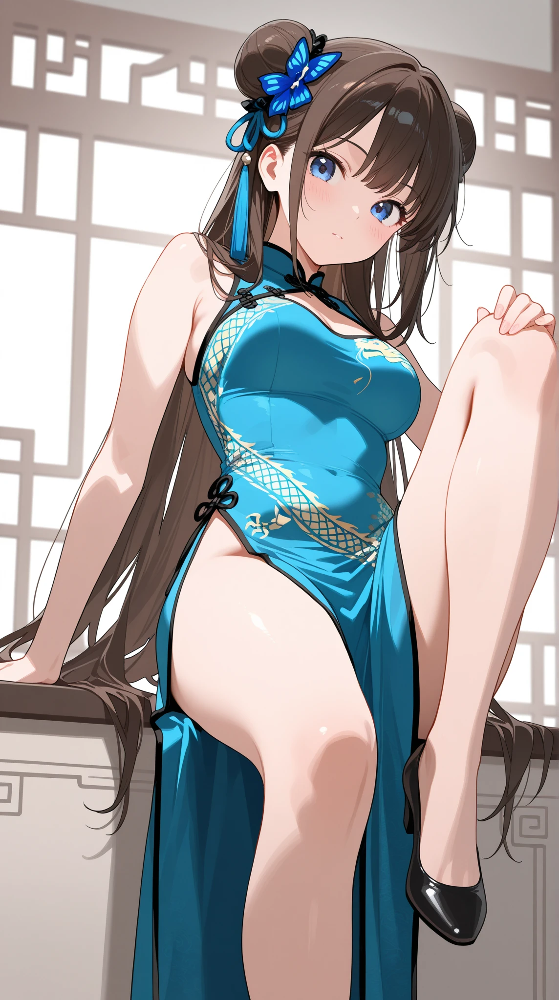 femboy, ((Masterpiece)), (Cute: 2.0), The face is extremely detailed, Enchanted expression, Strong gaze, Black Double French Braid, (Thin structure),Slightly round face, Tanned brown face, Healthy face, Big eyes, Thin thighs, (Small chest), confident pose, harsh, Almond-shaped eyes, rich palette,choker necklace,3D,open-toe high heels, goddess,open-toe high heels, goddess, Lean-yet-toned body/androgynous body aesthetic, spasm,tgirl,large erect peni,dickie,penisS,trap,(, , large , testicles, large testicles, erection), CFemboy,Otoko no ko,OTOKNEE,kneeling