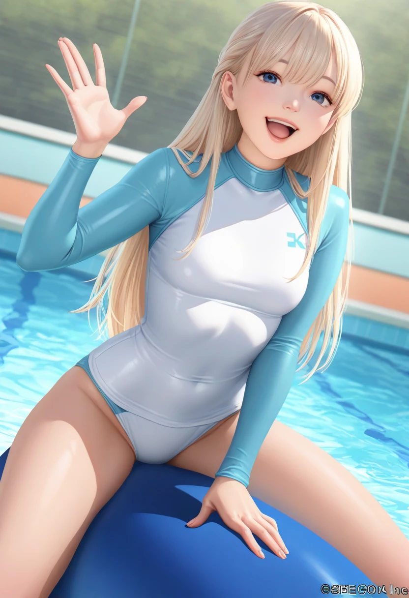 (masterpiece:1.5), (top-quality:1.5), (16k wallpaper:1.2), (Photo realistic:1.2), (ultra-detail art:1.2), (high resolution:1.2), (Highly detailed and realistic skin:1.2), (she spreads her slender legs, Having vaginal sex:1.5), (On the mat in the school gym), asuna, blue eyes, long hair, halo, hair over one eye, 18-year-old cheerleader, Very detailed and beautiful sharp eyes, Powerful and beautiful eyeshadow, (Slender woman with body shape:1.2), Natural Color Lip, (long blonde high ponytail covering one eye), (white sleeveless cheerleading shirt:1.2), (Ahe-face:1.3), (Overflowing sperm:1.2), (teal cheerleading miniskirt:1.2), (cum in pussy:1.5)、