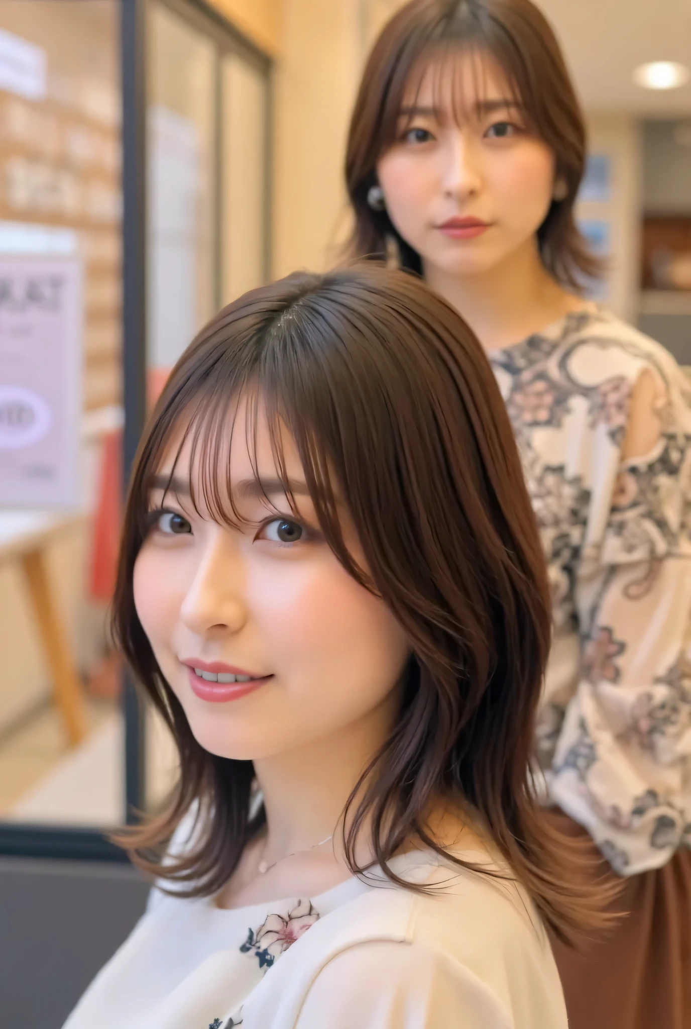 (best quality、table top、8k、best image quality、超A high resolution:1.5, (photorealistic:1.4),masterpiece:1.2,(top-quality:1.4)、Raw photo)、Woman working at a cafe、apron、上品なシャツとapron、(accentuate your body line:1.1)、portrait of a beautiful woman、most elegant and cozy cafe、The most natural cafe, Perfectly organized、Most Ambient Warm Lighting、stylish and elegant cafe、 blurry background 、 look at me and laugh、はにかんだsmile、super high resolution perfect and beautiful teeth、Ultra HD beautiful face、ultra HD hair、Ultra HD The Shining Eyes、The Shining, Super High Quality Beautiful Skin 、Super High Quality Glossy Lips 1 Beautiful Girl、Japanese idols、30 years old、are beautiful in every detail and have an eye for detail、detailed face、beautiful skin、slender、thin legs、 Glamorous Hairstyles :1.3、cafe clerk 、smile:1.2、、1a japanese girl、Cute、 (RAW Photo:1.2), (photorealistic:1.4), beautiful detailed girl surrounded by thugs, Very Well Detailed Eyes and Face、full body shot、 beautiful feet、Crumped Calves、skirt for ears、Wide Angle、buttocks、Nogizaka