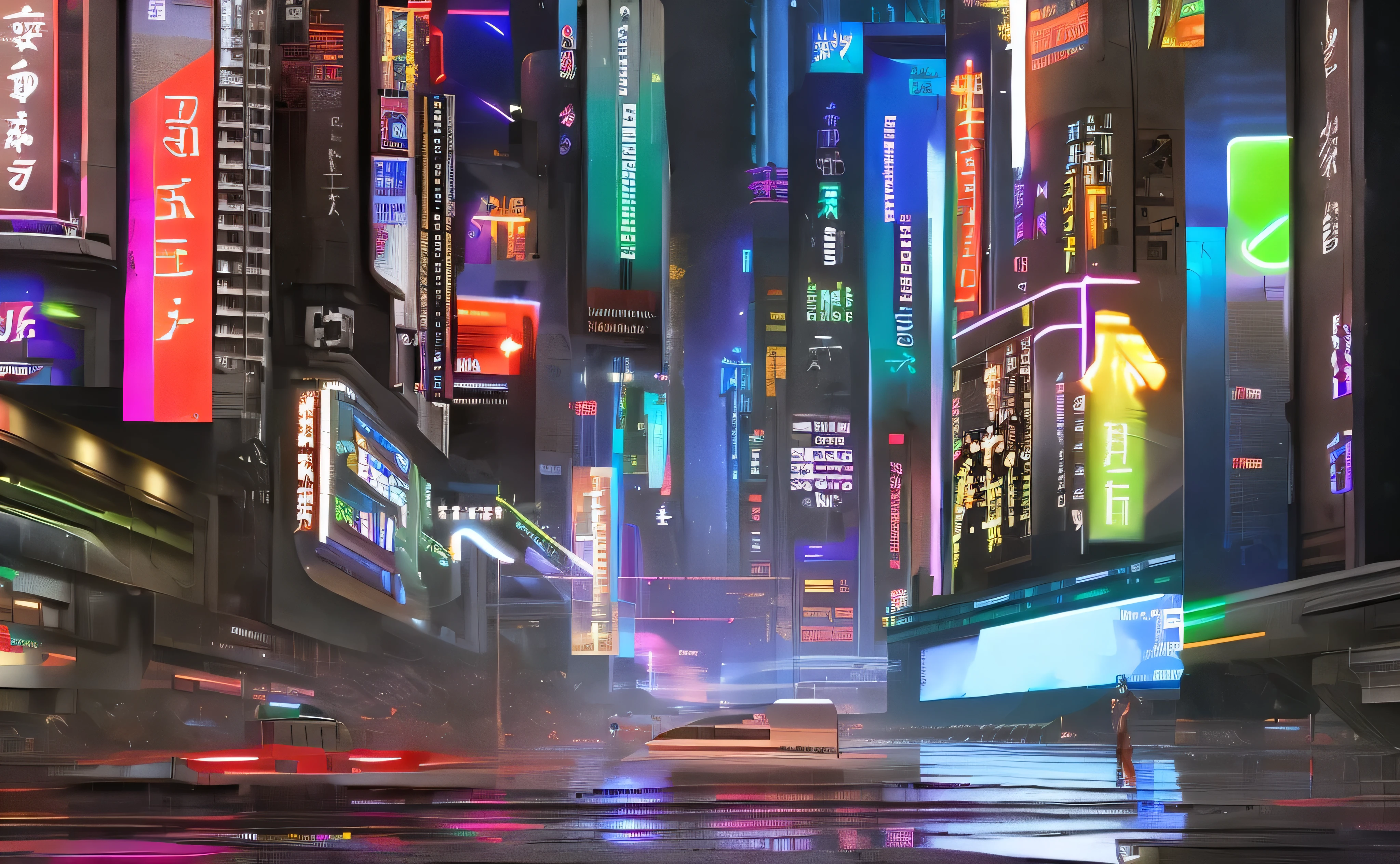 "Create a digital image for a YouTube video cover with a perfect resolution of 1280×720 pixels. The scene should transport the viewer to a cyberpunk universe, revealing a futuristic city dominated by a dark atmosphere and shrouded in corruption. Imagine skyscrapers illuminated by neon lights in shades of blue, purple and red, with signs and holograms that denounce the control of a corrupt system. Elements such as light rain, distorted reflections in puddles and signs of digital decay (glitches and data overlays) should reinforce the climate of disorder and iniquity. The composition must convey the tension between technological brilliance and the darkness of abusive power, creating a visually striking environment that refers to rebellion and social criticism."