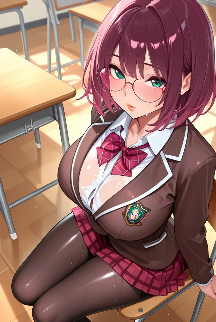 (((masterpiece,Highest Resolution,4K High Resolution,Crisp image quality:)Pussy juice(Inserting a dildo into a beautiful pussy)((Beautiful black hair braids,Glasses,Masturbation)(Beautiful big ,Beautiful nipples,Teaching books,Blushing and embarrassed,Spread your legs wide in an M shape,)(lipstick),Pubic hair(((Hot adult teacher)))Teacher's uniform