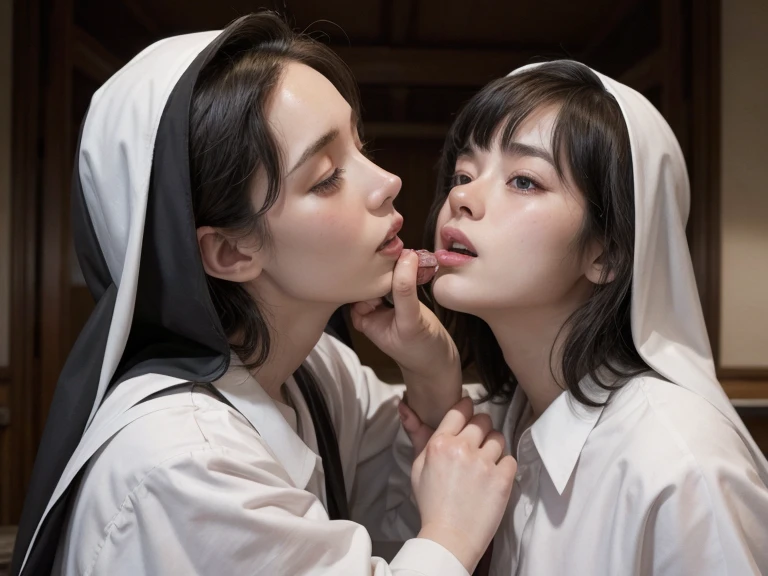 Very detailed,Look at each other,eye contact,Three people arguing　The whole body is covered in a shiny oil...　My hair is completely wet from the rain　ゴムパフスリーブSisters衣装　Golden Rosary　Interior background of the church　Stained glass　Broken dirty bed　A lot of sweat is running down my forehead　sunset　Orange Room,　 Excessive sweating on the face,cold sweat,Sweat dripping from the forehead,　Drooling,　　Garbage is scattered everywhere,　very dirty bed, 　 私の体はRaindropsいる　The whole body is sticky with mucus threads　anime　Vinyl Sister Black Veil　Nuns　光沢のある黒いSistersの衣装　Blonde long hair　土砂降りのRaindrops　Extra long black rubber gloves　cute　Pathetic　clear　Droopy eyes　Angry expression　Glare　Please open your mouth a little　Pale pink rouge　Shiny black rubber riding suit　　Mucus clings to the whole body　Wet lips　Sweat gushes from all over the body　Threads of saliva entangled throughout the body.　Sisters&#39;The uniform is shiny with lotion　Embarrassing　Blushing　Sweaty all over　Embarrassing　Big breasts that will tear your clothes　Very large breasts　Extremely enlarged breasts　Huge breast swelling　Looking into the camera　university student　Year: 20　Illustration Style　anime風　Frowning　beautiful girl　Cheeks pink　Blonde long hair　super curly hair　Super long sideburns　Black rubber long socks that reach down to the crotch　Raindrops　濡れて透けたExtra long black rubber gloves　Shocking Pink Rouge　Extra long black rubber boots　The whole body is covered in oil、Has a glossy appearance.　Steam coming out of the whole body　Steam like a sauna room fills the screen...　White breath from the mouth