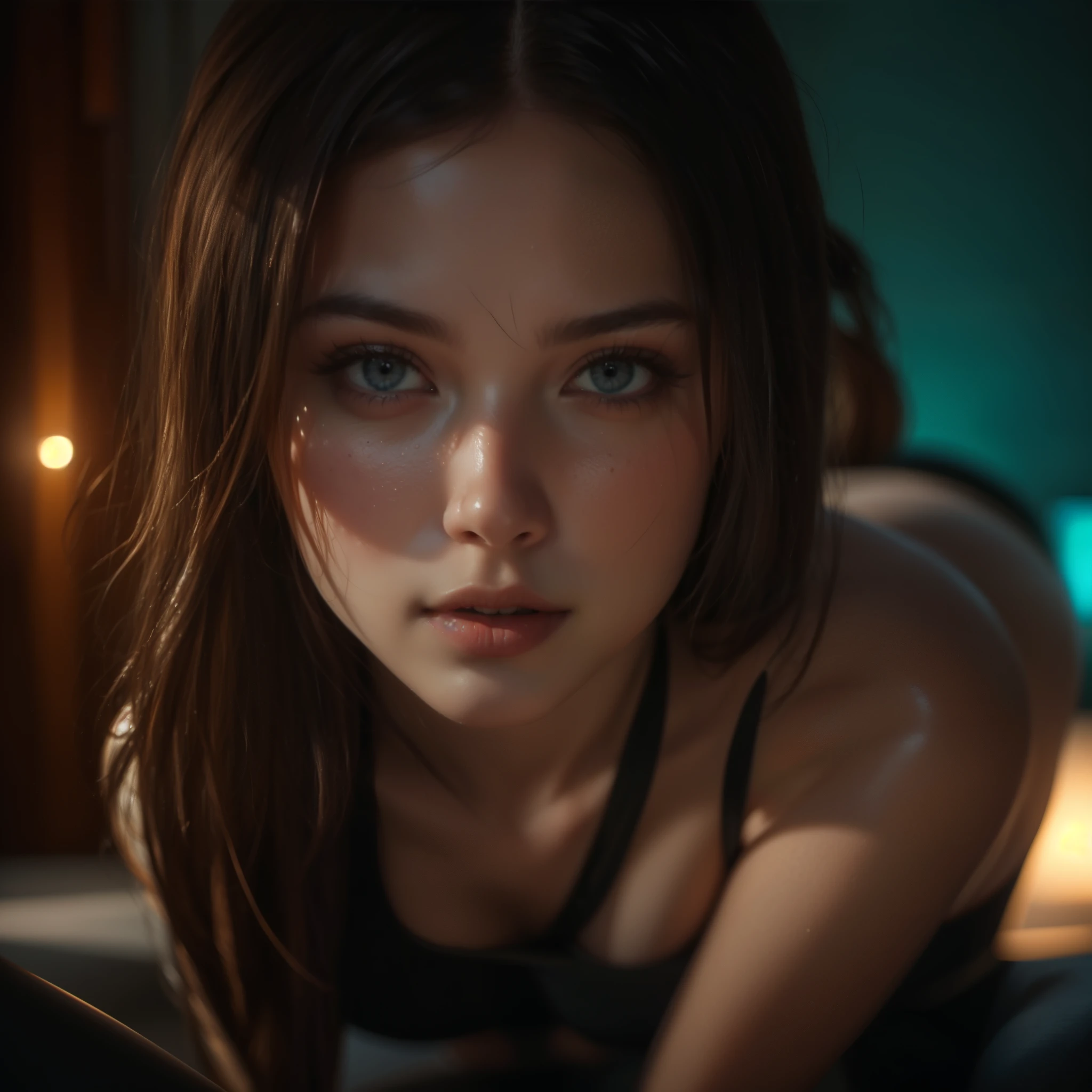 最high quality, masterpiece, High resolution, girl, tights, Completely naked, Tyndall effect, Realistic, Dark studio, Edge lighting, Two-tone lighting, (Skin with attention to detail: 1.2), 8K Ultra HD, Digital SLR, Soft Light, high quality, Volumetric Light, Frank, photograph, High resolution,