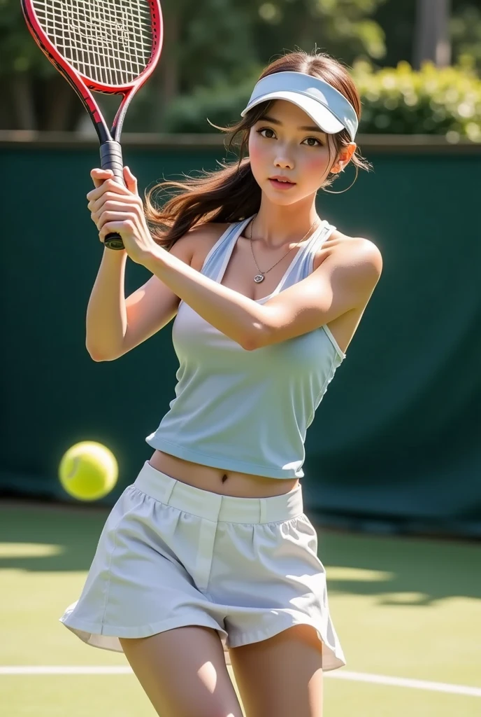 Beautuful Women、tennis、Wimbledon、in her 20s、poneyTail、thighs thighs thighs thighs