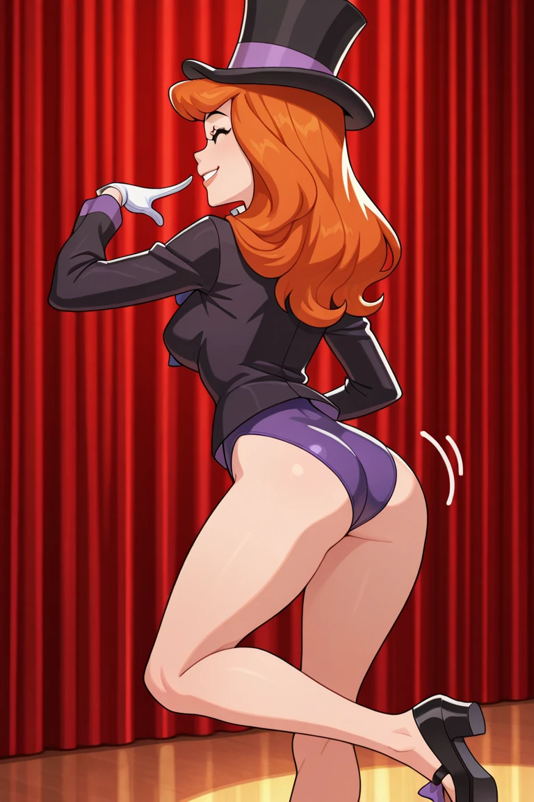 Jessica Rabbit is bored working in a discotec. She wears a light blue leggins, she has big tits and a big ass, people are dancing