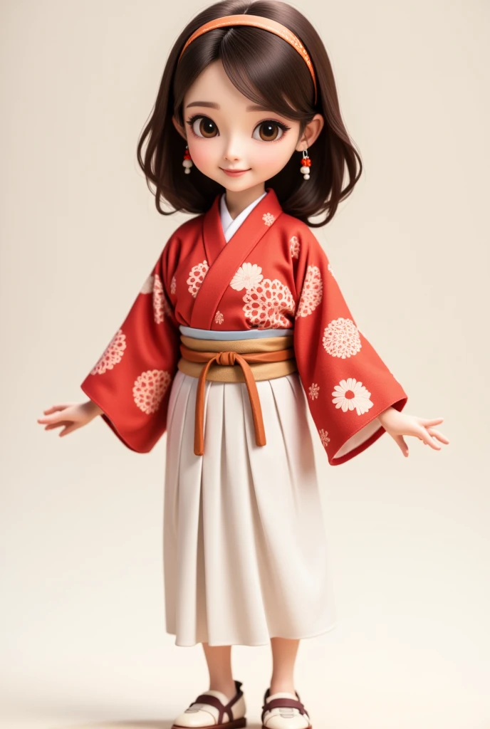 Chica con kimono rojo