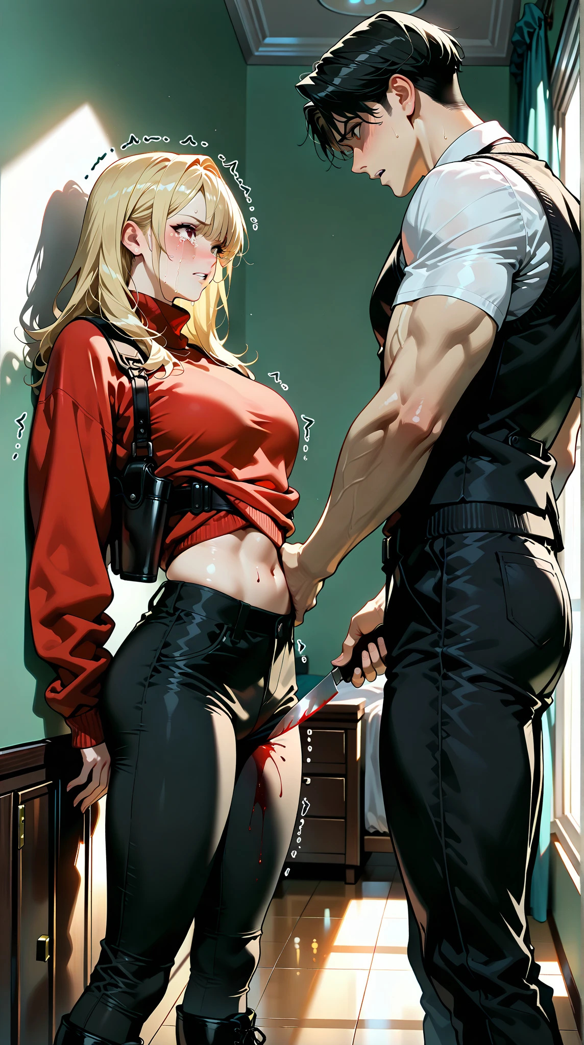 (MILF,middle aged man:1.2)、on all fours、(dress)、one piece、blush、(big bust)、very detailed、high resolution、4K、masterpiece、(tear:1.8)、(rape:1.9)、sit on a man、(mind)、restroom、(sex:1.3)、(smile with one's teeth exposed:1.2)、knee socks、orgasm、lean forward、(lying down)、(side view)、((picture))、(strain),bloomer,Madame,Femme,long hair woman,Femme와 관계맺기,sexual intercourse